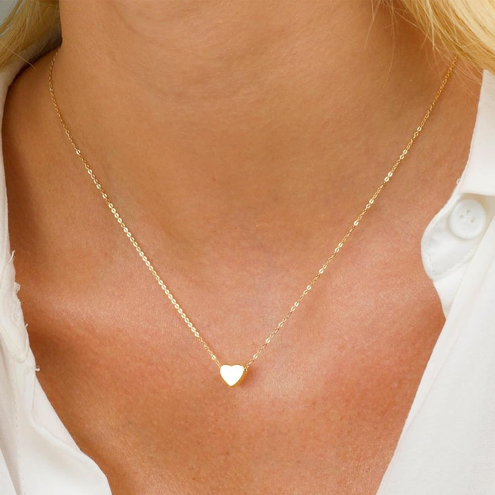 Valentines Gifts for Kids Teen Girls - Dainty 14K Gold/Silver Plated Cute Heart Handmade Disc Cir... | Amazon (US)