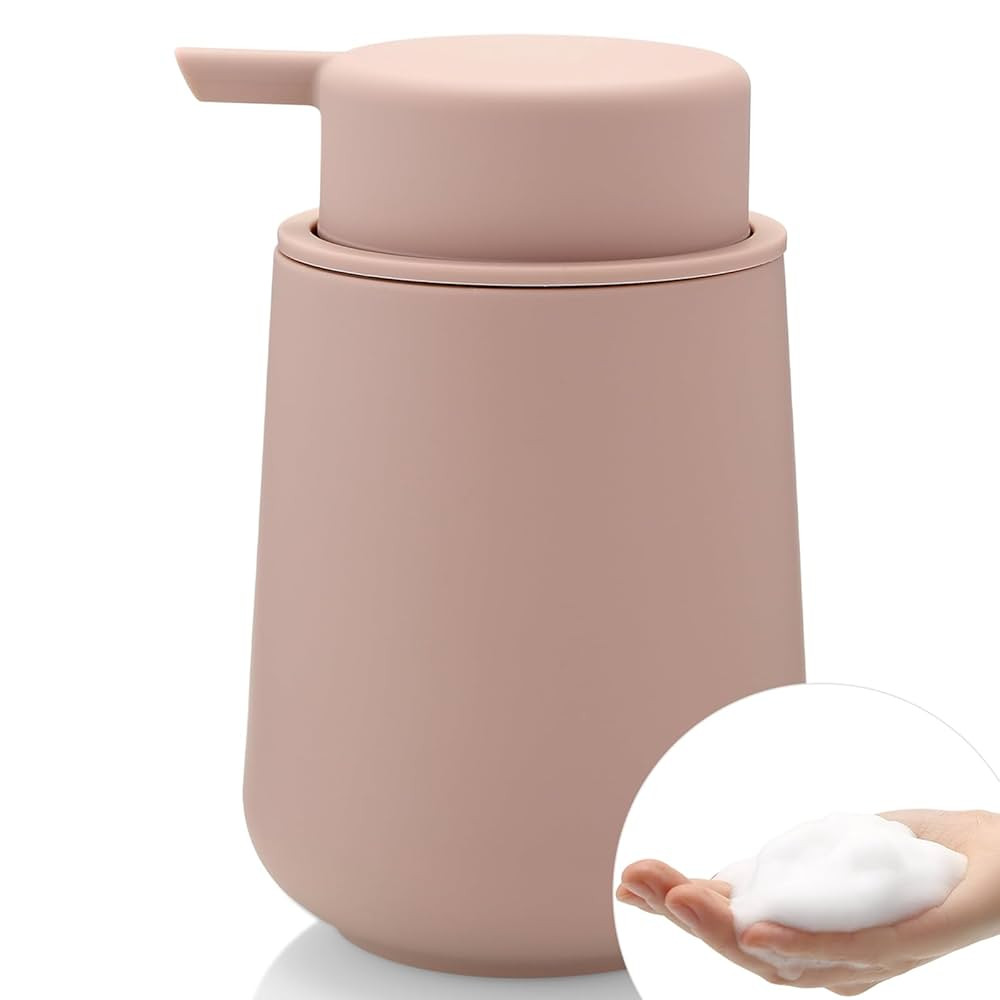 Matte Pink Foaming Hand Soap Dispenser Plastic 11 oz - Modern Minimalist Style for Bathroom & Kit... | Amazon (US)