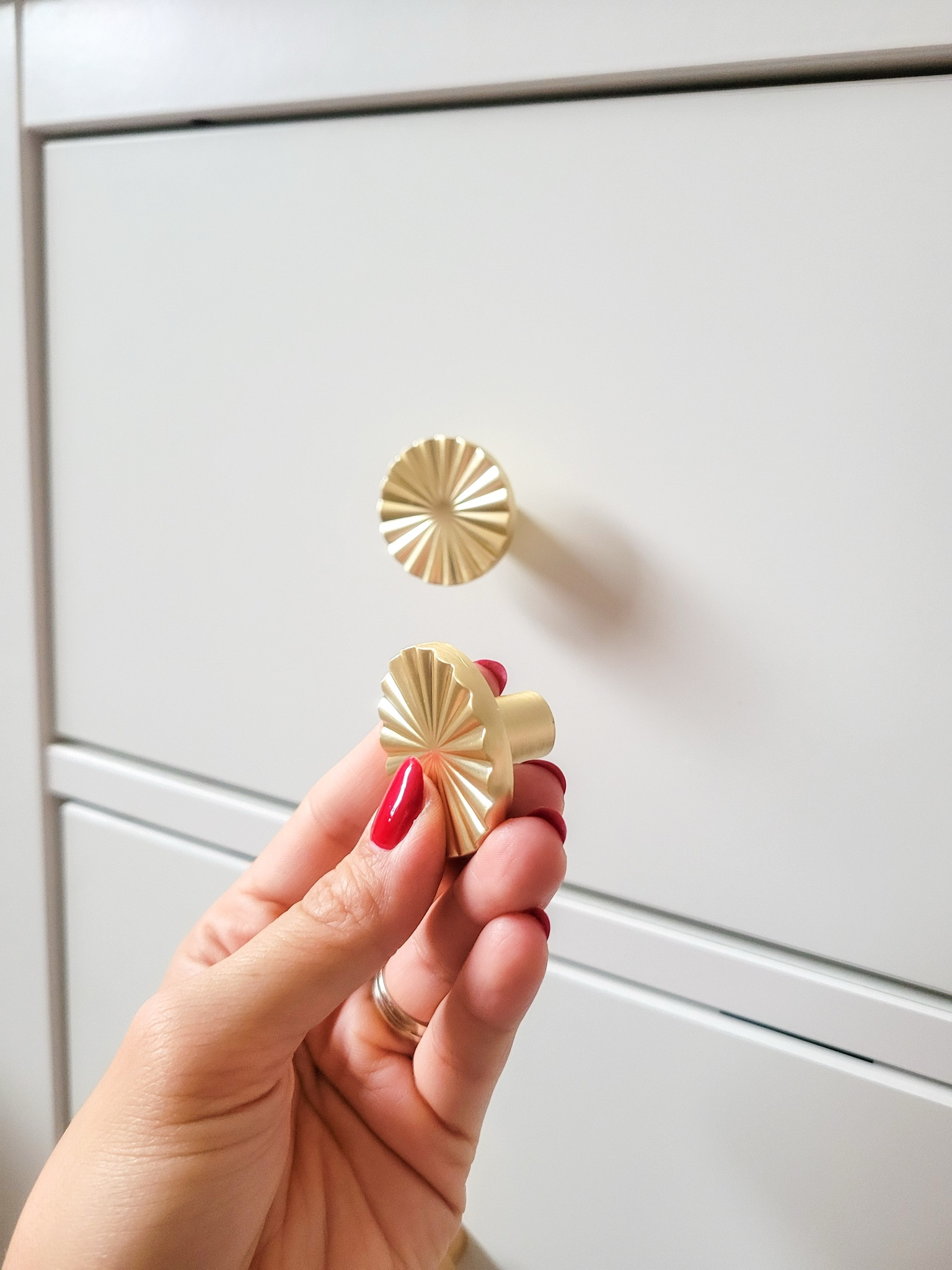 Drawer knobs in the color brushed gold. Drawer pulls. Girls room. Nursery. Upgrade. Gold. IKEA dresser 

#LTKStyleTip #LTKHome #LTKFindsUnder50