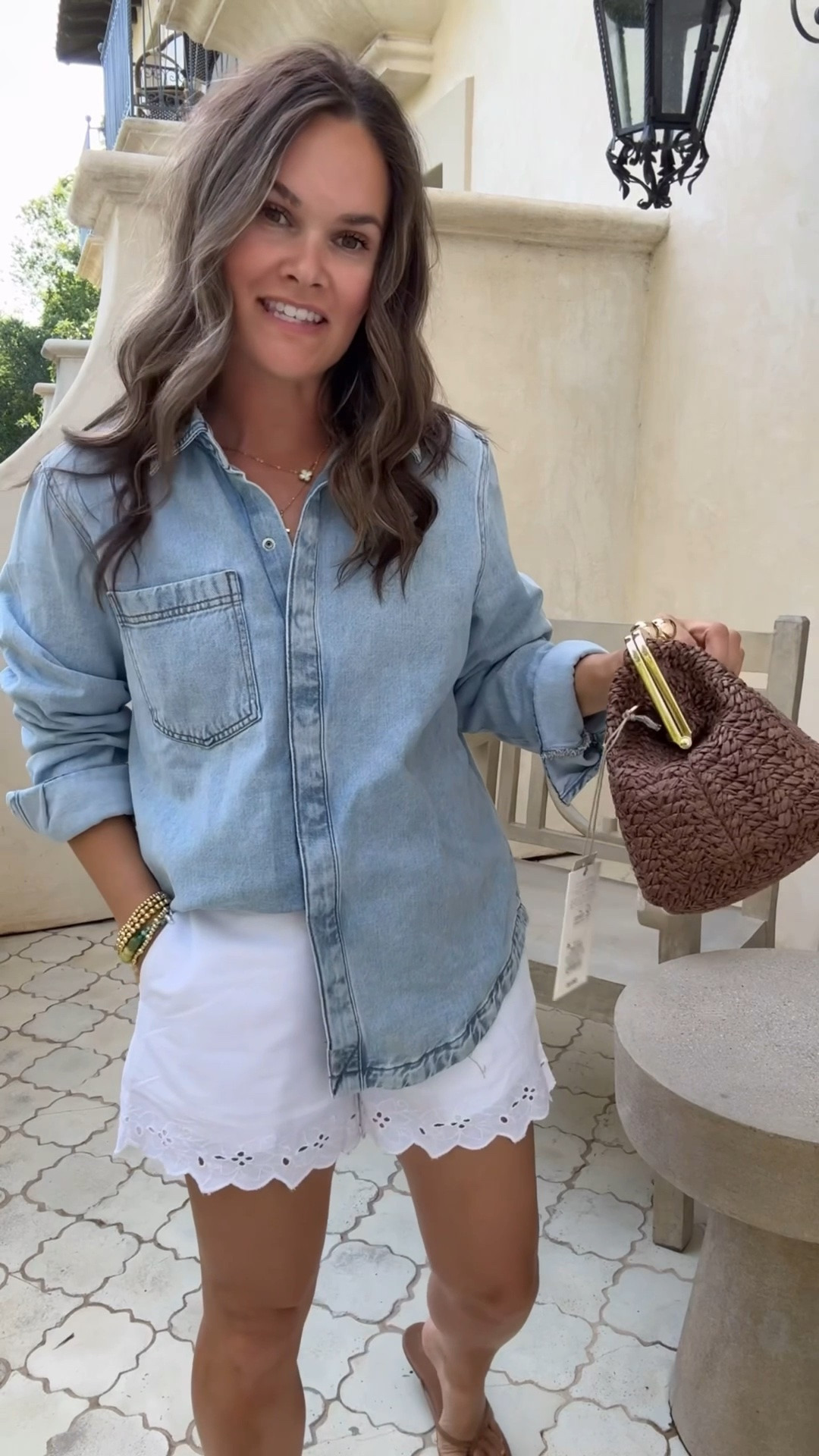 The perfect throw-on summer outfit from Target! Double-lined white shorts, an easy denim button down, and a bag that looks straight out of Zara🤎

#LTKgrwm #LTKootd #LTKvlog