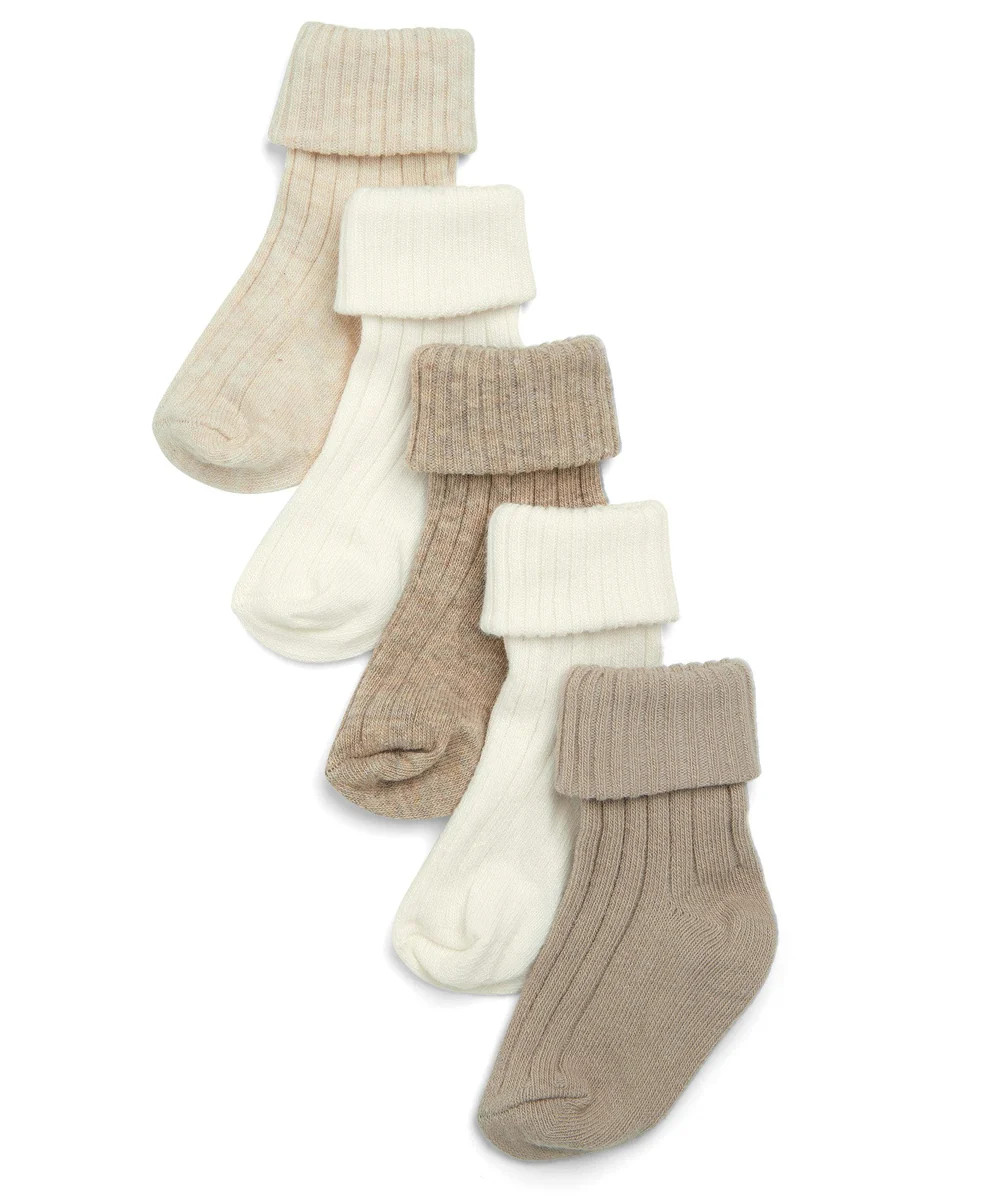 Sand Chunky Cotton Socks - Set of 5 | Mamas & Papas
