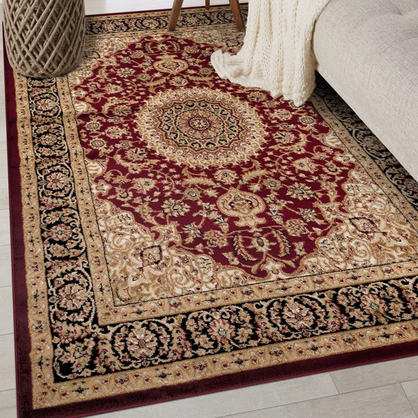Shiflett Oriental Burgundy/Mustard/Black Area Rug | Wayfair North America