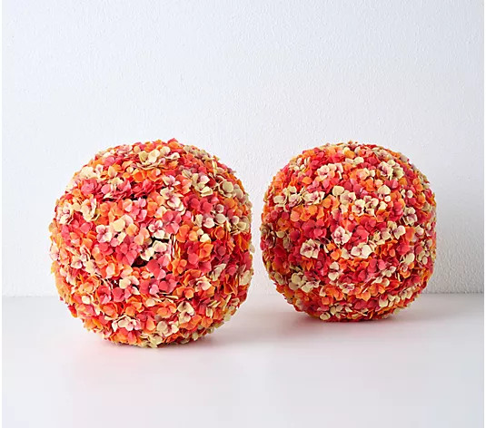 Wicker Park Set of 2 14" Indoor/Outdoor Faux Hydrangea Spheres | QVC