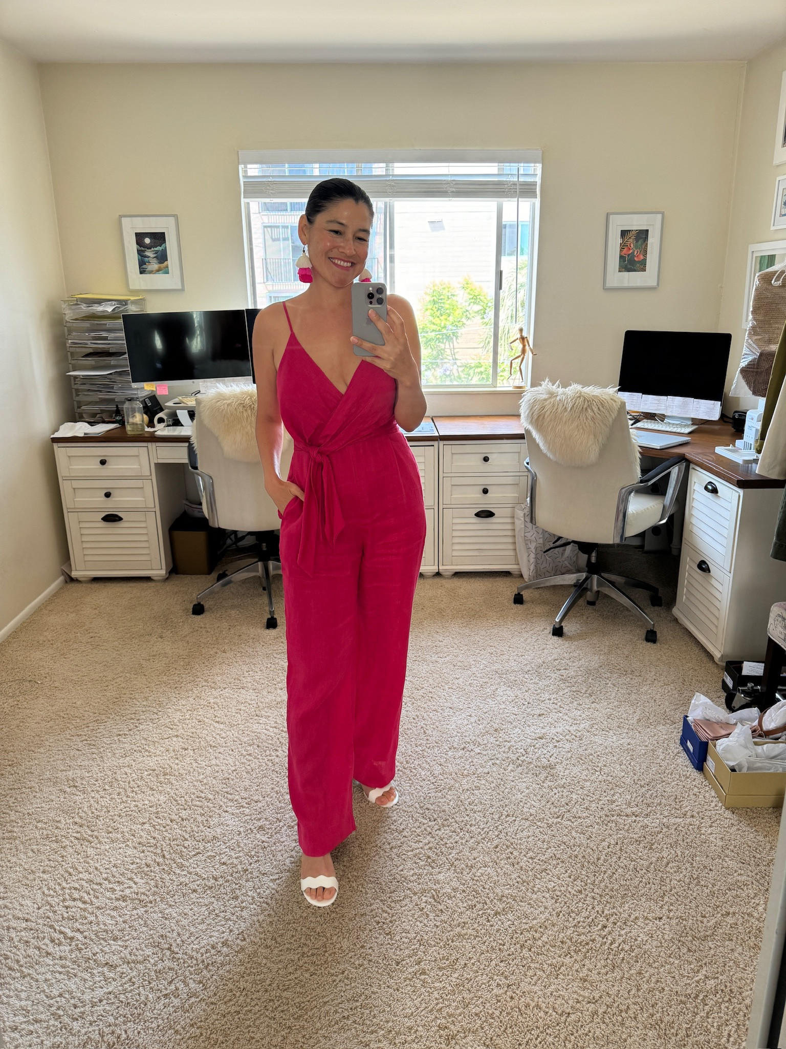 Summer Outfit: Magenta Reiss jumpsuit, INC heels, and Etsy tassel earrings

#LTKSaleAlert #LTKSeasonal #LTKStyleTip