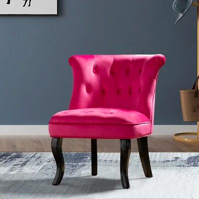 Maubara 25.1" W Tufted Wingback Chair Rosdorf Park Fabric: Fushia Cotton | Wayfair North America