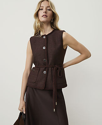 Ann Taylor Belted Vest in Tweed | Ann Taylor