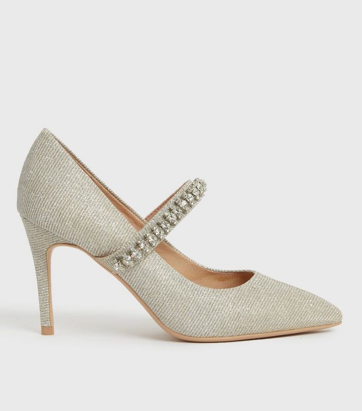 Silver Diamanté Gem Strap Pointed Stiletto Court Shoes
						
						Add to Saved Items
						Rem... | New Look (UK)