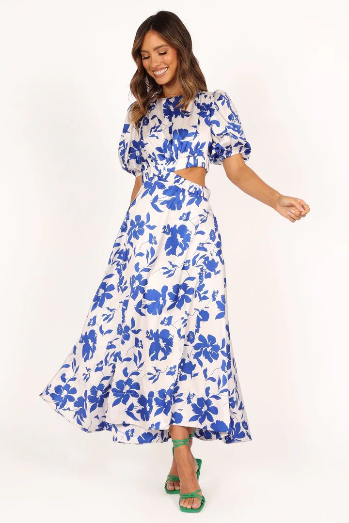 Aminah Puff Sleeve Dress - Blue Floral | Petal & Pup (US)