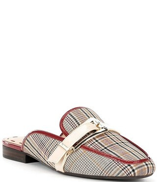 Alex Marie Karen Plaid Print Buckle Hardware Strap Mule Loafers | Dillard's | Dillard's