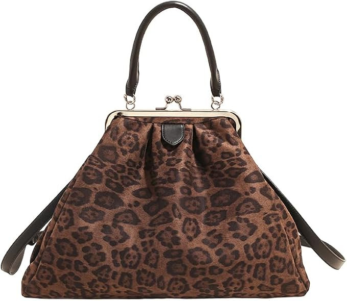 Women Pleated Hobo Handbag Kiss-Lock Tote Backpack for Work Daily Use (Brown) | Amazon (US)