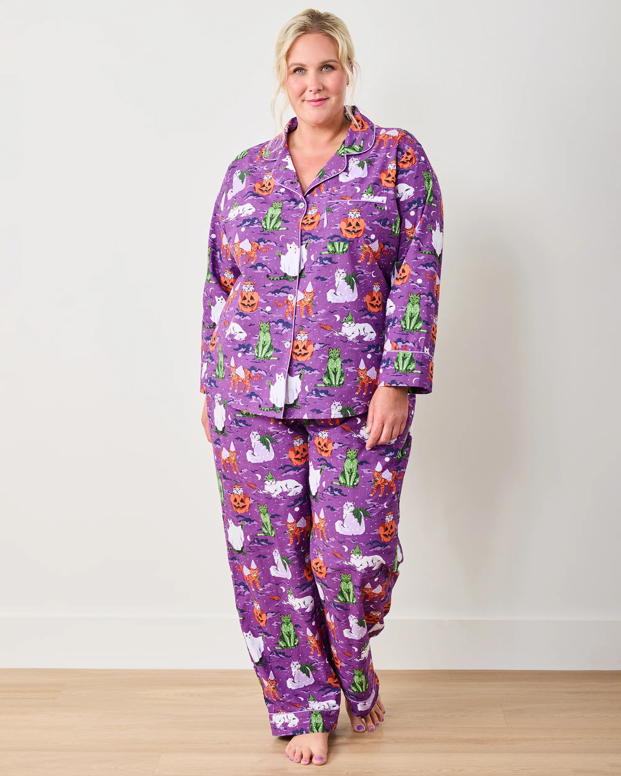 Halloween House Cats - Petite Long PJ Set - Purple Tonic | Printfresh