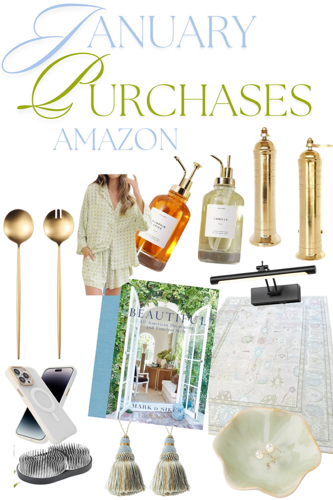 Amazon finds January home tassel brass salt pepper grinder kitchen organization oushak coffee table book lighting phone case pajamas pj’s tassle frog floral

#LTKfindsunder50 #LTKGiftGuide #LTKhome