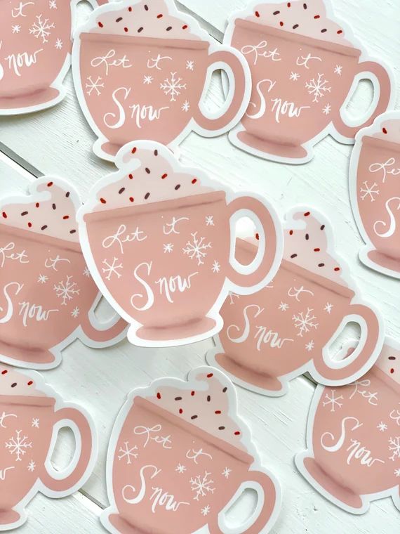 Pink Let It Snow Hot Cocoa Coffee Mug Sticker Planner | Etsy | Etsy (US)