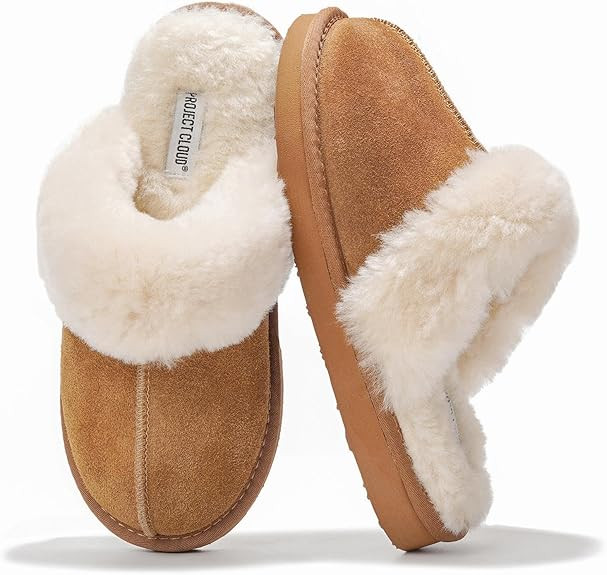 Project Cloud Shearling Slippers for Women Footwear - Genuine Suede Clogs Non-Slip Indoor/Outdoor... | Amazon (US)