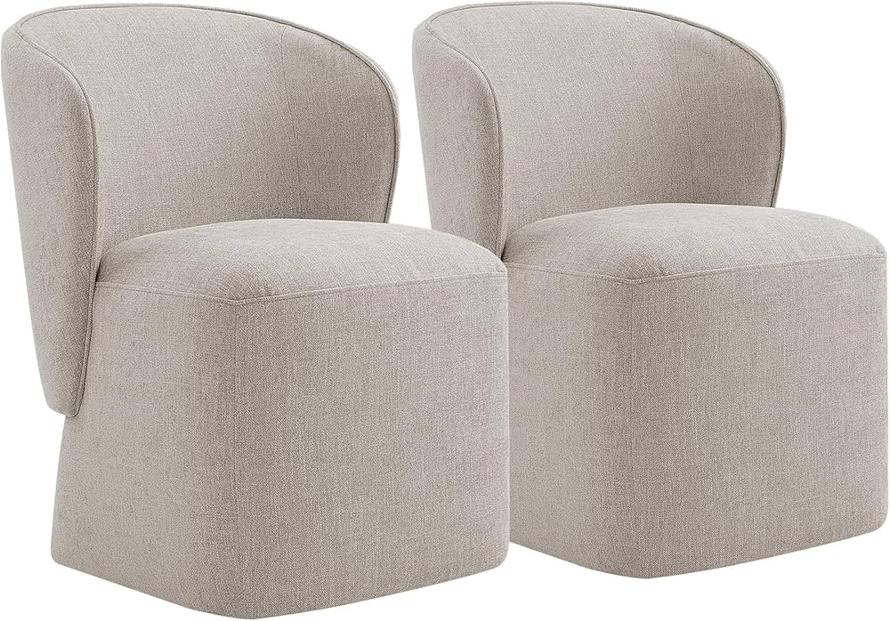 Upholstered Dining Chair with Casters No Assembly Linen AccentChair for Living Room Wingback Sing... | Amazon (US)