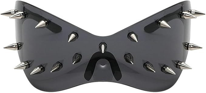 Punk Rocker Large Shield Spike Fashion Novelty Club Sunglasses Women Men Metal Futuristic Wild Ro... | Amazon (US)