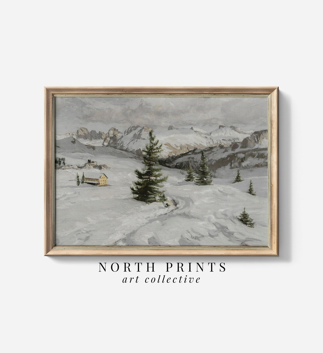 Snowy Winter Landscape Painting PRINTABLE Art Holiday - Etsy | Etsy (US)