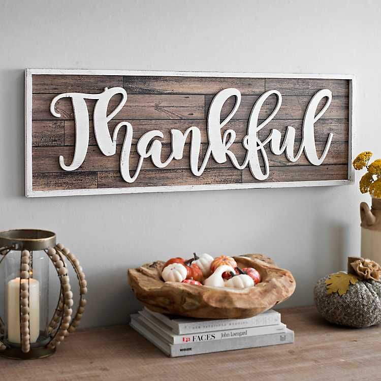 White Thankful Wood Plank Plaque | Kirkland's Home