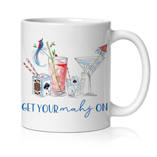 BEHIFL Mahjong Cocktail mug Gifts for Mah Jong Lover Players,mahjong gifts for women,Mah jong Accessories Ceramic Coffee Tea Mug 11 oz | Amazon (US)