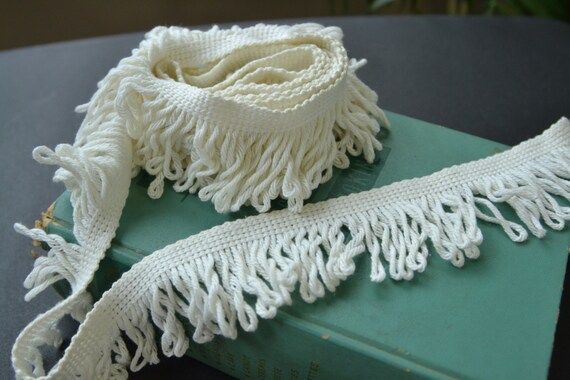 Vintage White Fringe Trim Wide Trim 2 yards and 14 inches (A14) | Etsy (US)