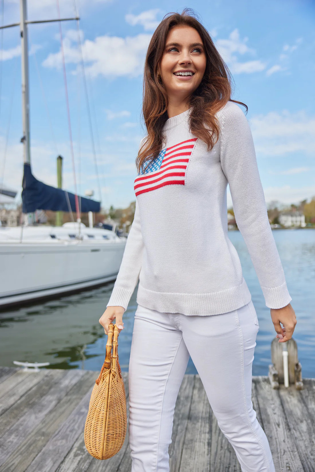 White Classic Flag Sweater | Sail to Sable