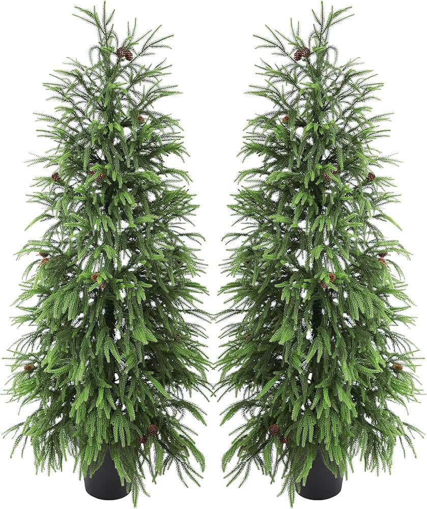 5ft UV Resistant Norfolk Pine Tree with Real Pinecones & Soft Real Touch Leaves, 60in Realistic A... | Amazon (US)