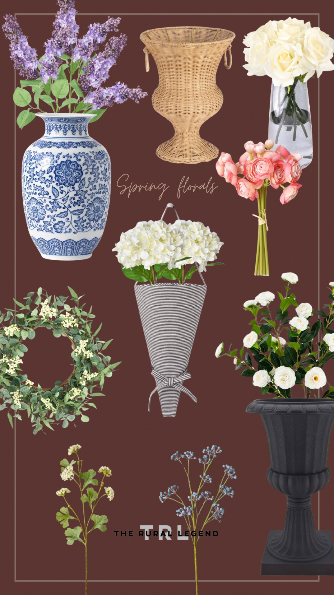 Spring faux floral stems and vases in wicker, chinoiserie, and ticking stripe

#LTKFindsUnder50 #LTKHome #LTKSeasonal