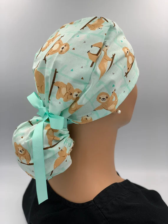 Sloths Doing Yoga Surgical Scrub Cap Ponytail Scrub Cap With | Etsy | Etsy (US)