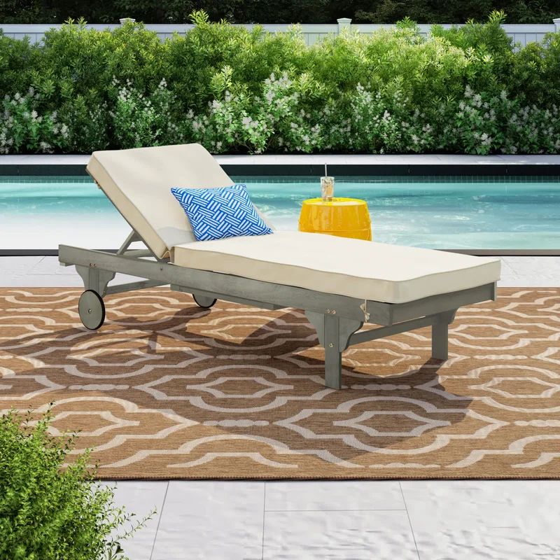 Alvah Outdoor Eucalyptus Chaise Lounge with Table | Wayfair North America