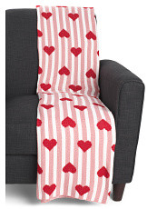Multi Heart With Stripe Chenile Throw | Marshalls