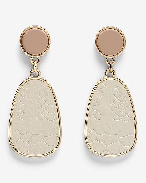 Textured Leather Double Drop Earrings | Express