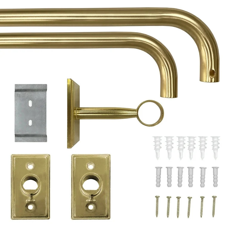Better Homes & Gardens 1” Metal French Wrap Curtain Rod, Brass, 42-120” | Walmart (US)