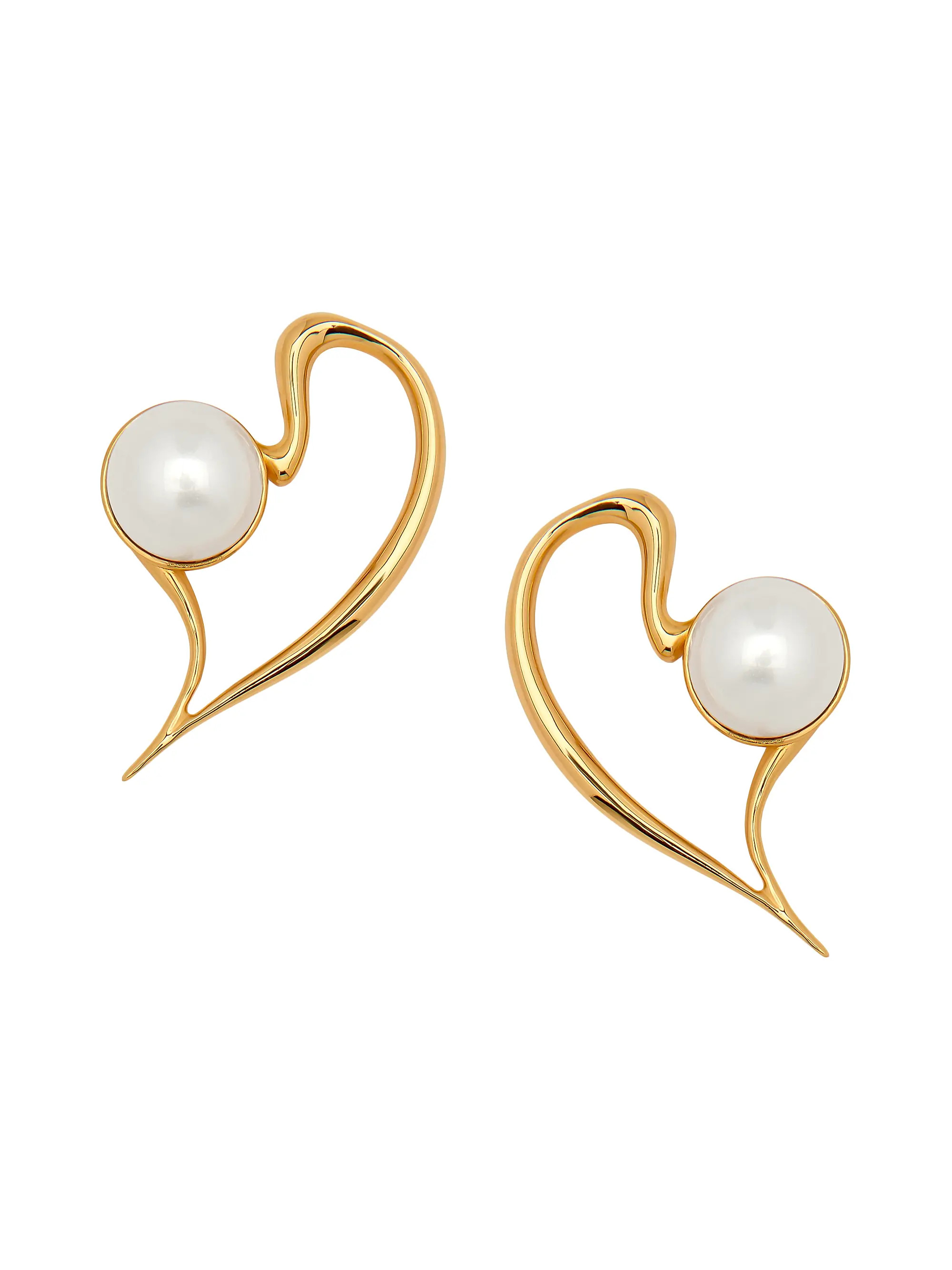 24K-Gold-Plated & Imitation Pearl Open Heart Earrings | Saks Fifth Avenue