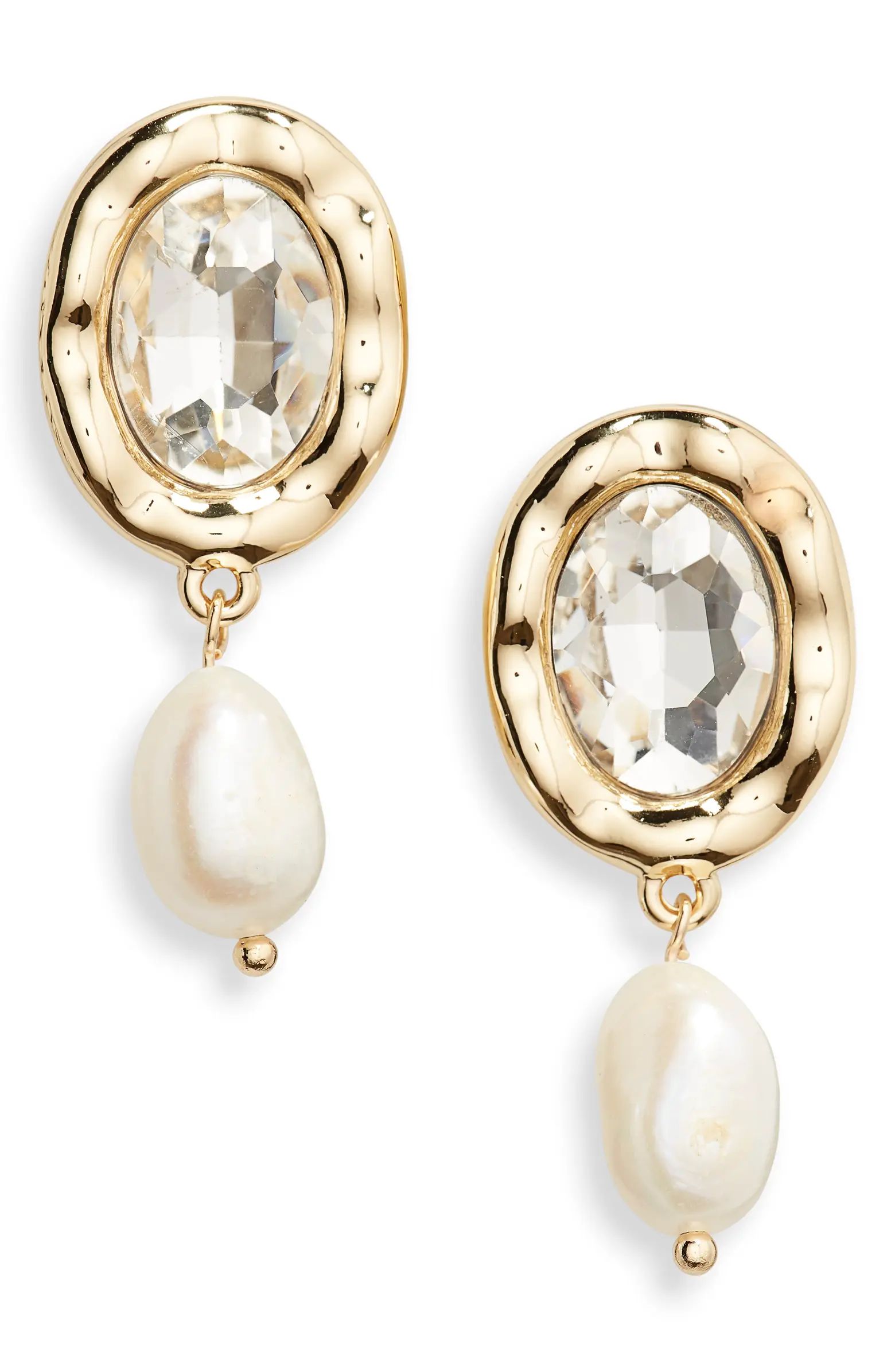 Genuine Freshwater Pearl & Crystal Cabochon Drop Earrings | Nordstrom