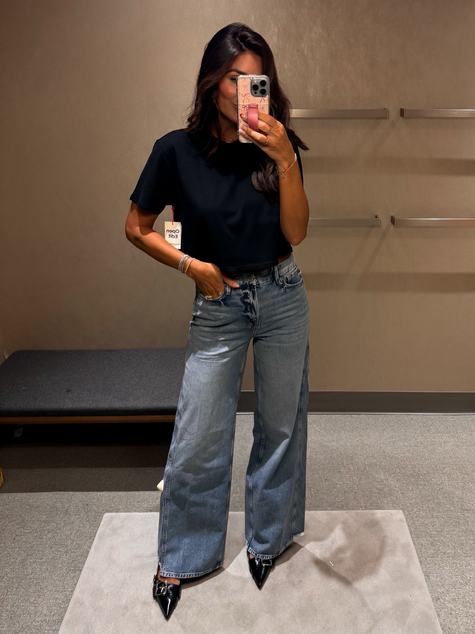 Boxy Tee (small) | Good American Wide Leg Jeans color indigo (6) | Buckle Kitten Heel (tts) | Nordstrom Anniversary Sale | NSale Style | Fall Outfit

#LTKxNSale #LTKSaleAlert #LTKStyleTip
