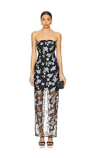 Flower Mesh Tube Dress in Black | Revolve Clothing (Global)