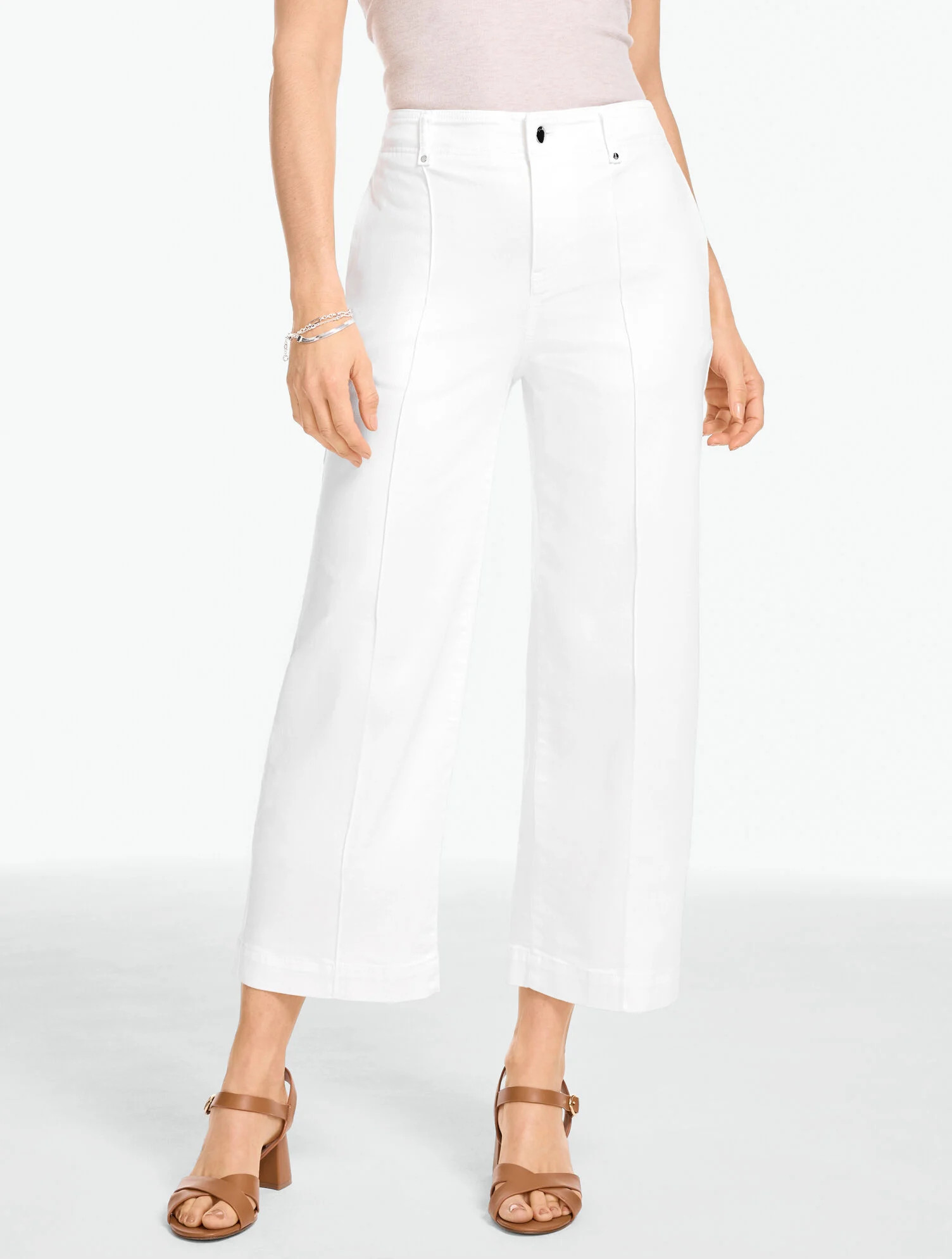 Wide Crop High Waist Lightweight Jeans - Pintuck | Talbots