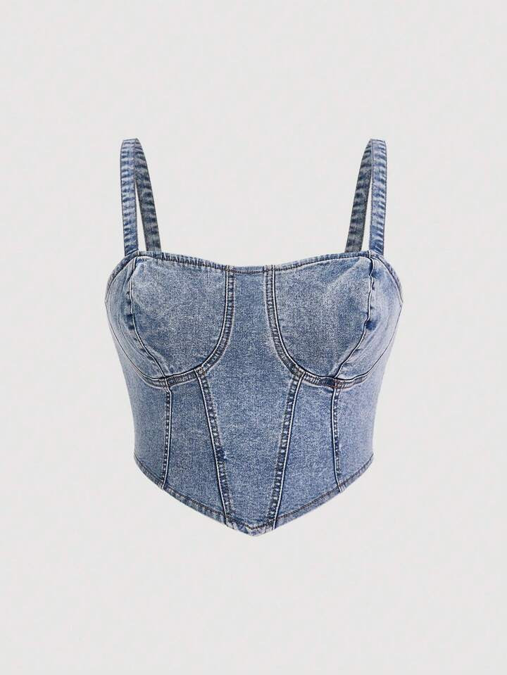 SHEIN ICON Plus Hanky Hem Denim Cami Top | SHEIN