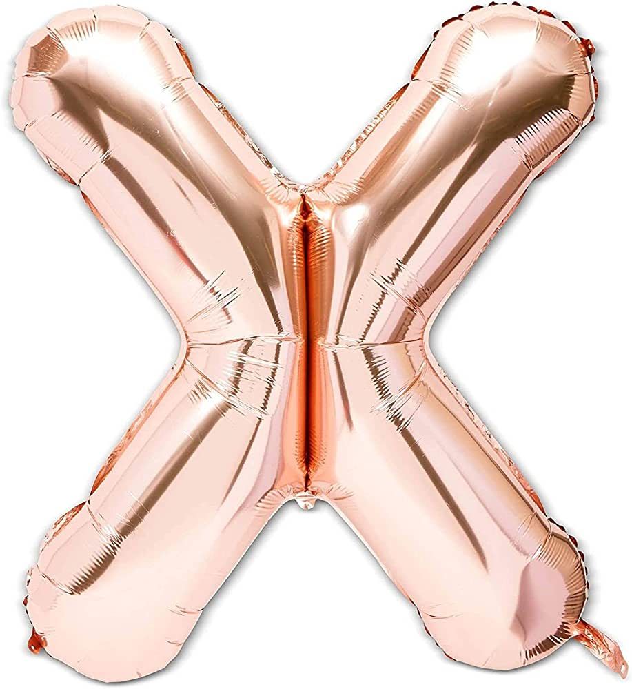 Rose Gold Foil Letter X Party Balloons (40 in, 2 Pack) | Amazon (US)