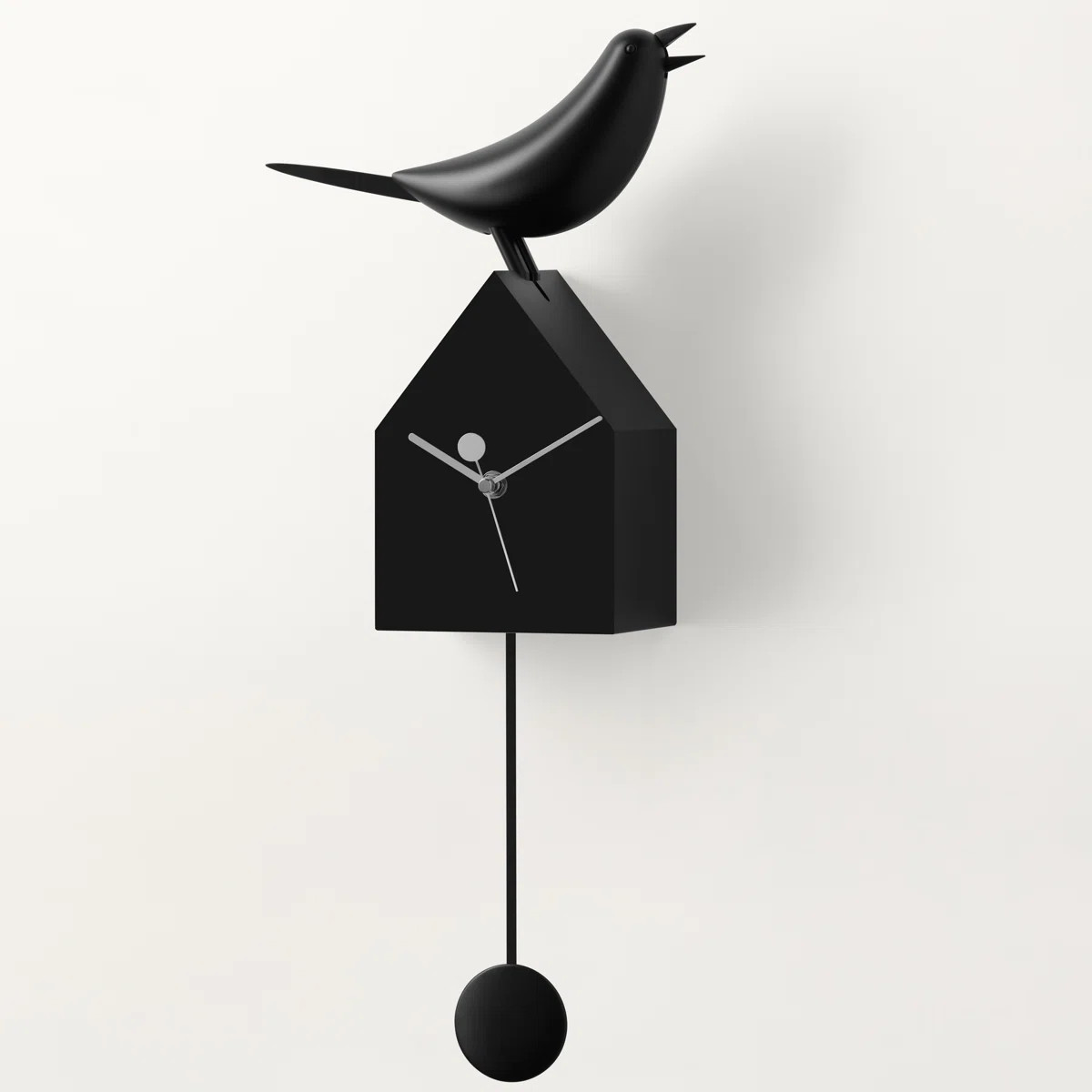 Salik 21" Kinetic Birdhouse Removable Pendulum Wall / Desk Clock (Black) | Wayfair North America