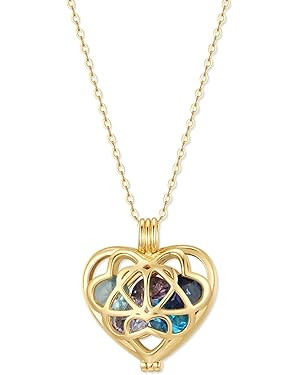 EVE'S ADDICTION Custom Gold Plated Simulated Birthstone Heart Locket, 16" chain - Personalized Bi... | Amazon (US)