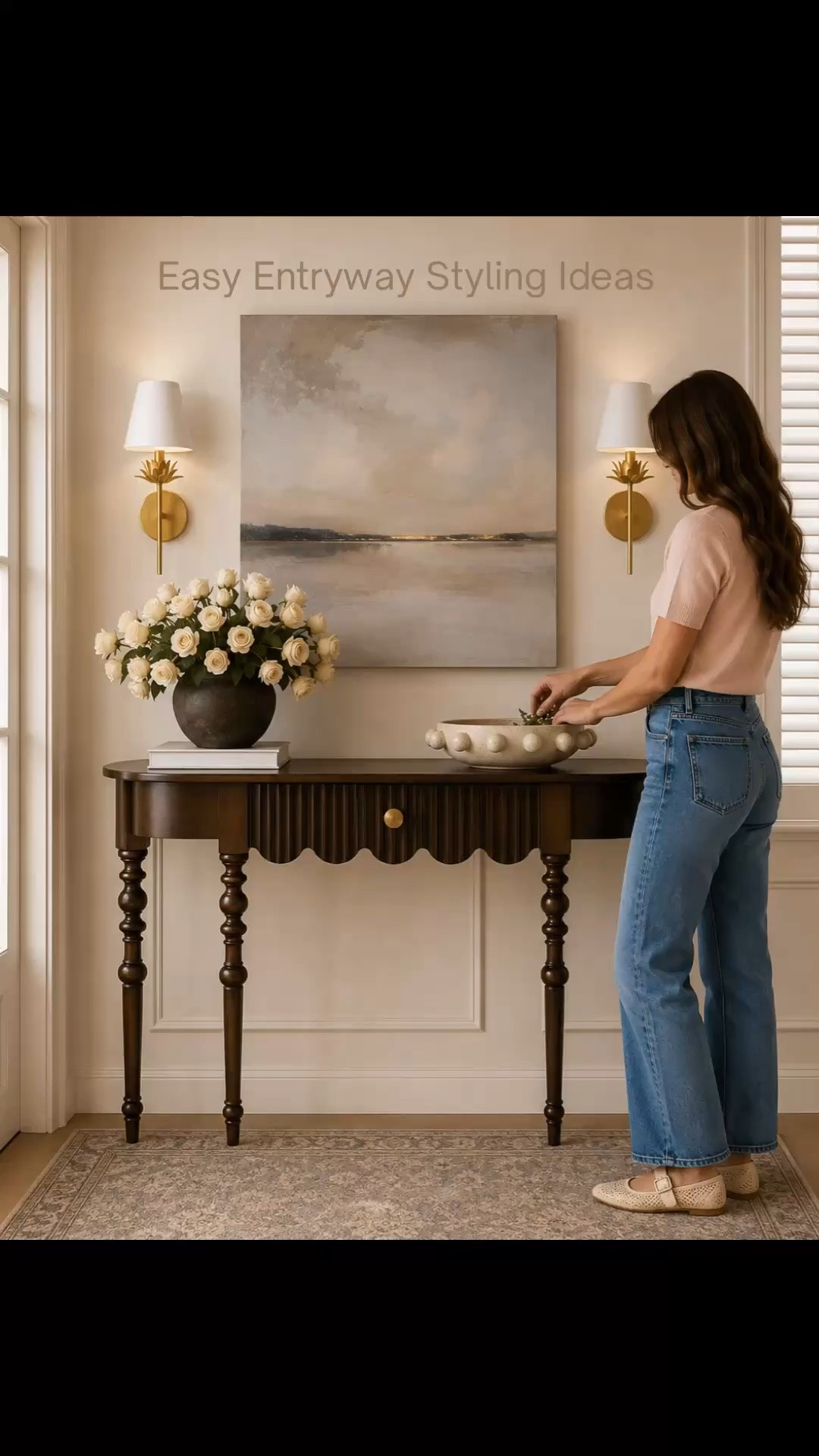 Simple entryway styling that feels elevated but still effortless—this is one of my favorite ways to style a console using layered textures, neutral tones, and just a few key pieces that make a big impact. Entryway table comes in 3 colors. Most of these finds are from Wayfair (so many good affordable options right now) with my go-to Amazon florals to finish the look. Follow me on LTK for daily home decor, styling ideas, and the best affordable finds.

#LTKHome #LTKSaleAlert #LTKSeasonal