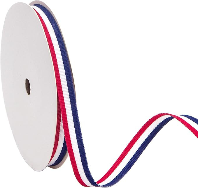 Ribbli Red/White/Blue Striped Grosgrain Ribbon,3/8-Inch x10-Yard,Use for Gift Wrapping,Party Deco... | Amazon (US)