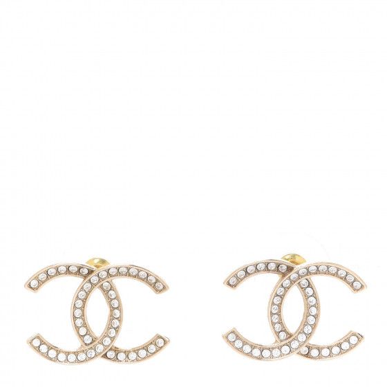 CHANEL Crystal Large CC Earrings Gold | FASHIONPHILE | FASHIONPHILE (US)