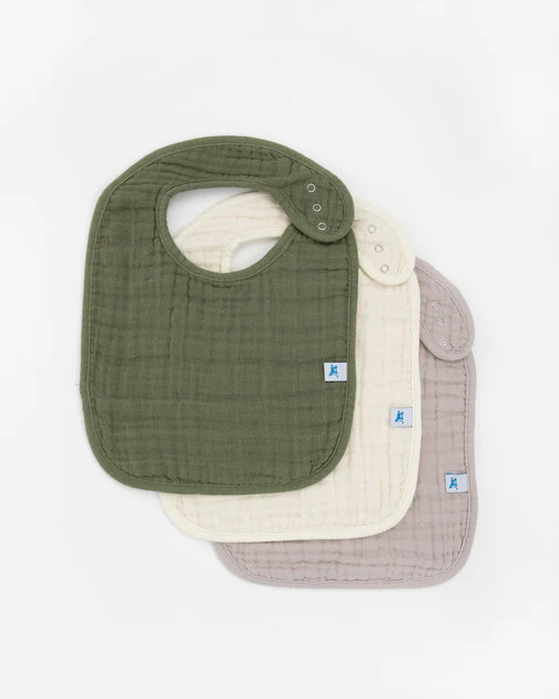 Cotton Muslin Classic Bib 3 Pack - Fern 2 | Little Unicorn