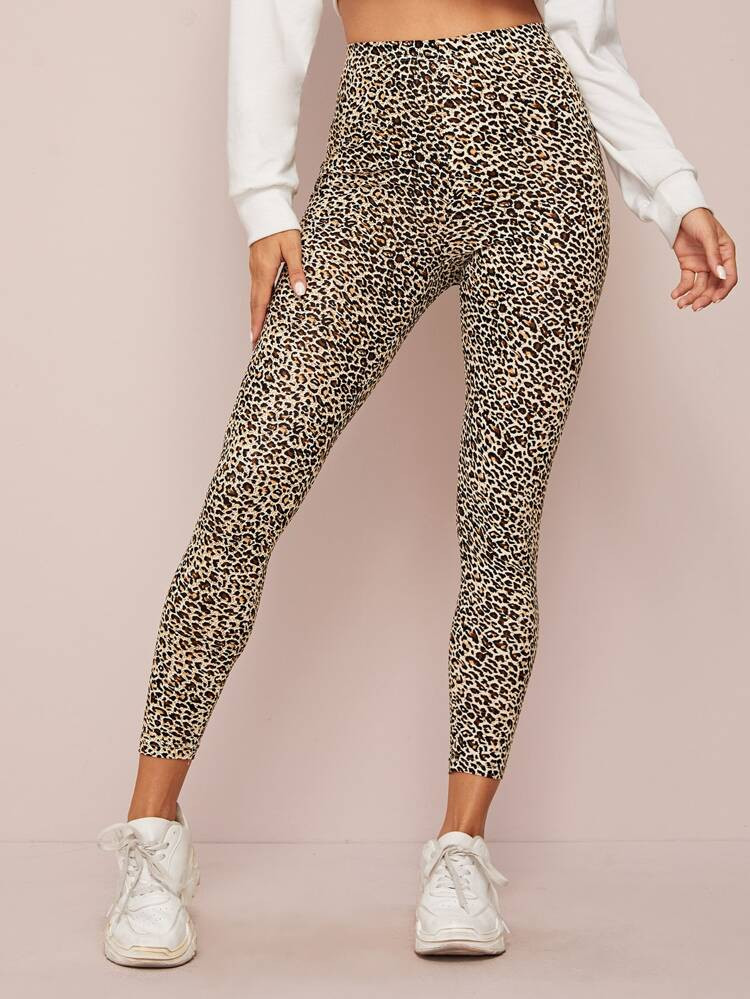 SHEIN Leopard Print High-Rise Leggings | SHEIN