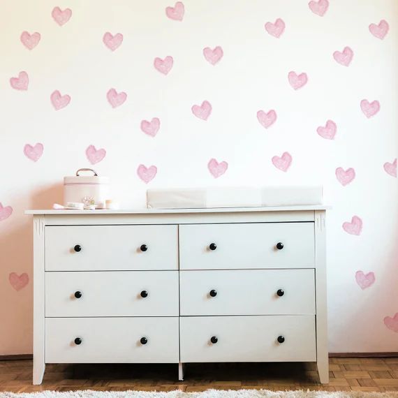 Hearts Vinyl Wall Stickers Nursery Wall Decals Girls Room Peel | Etsy | Etsy (CAD)
