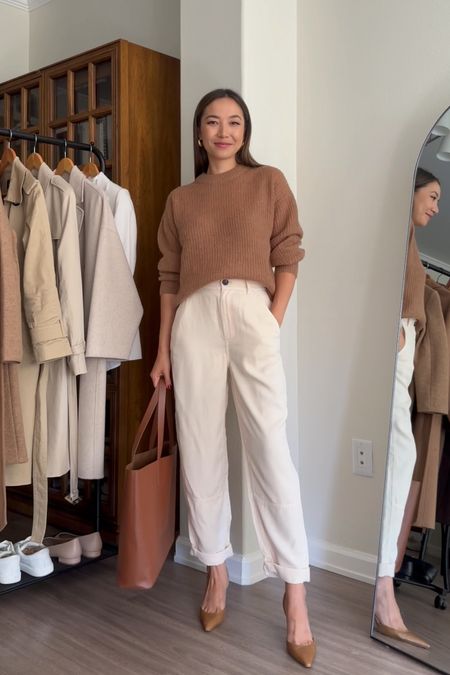 Smart casual workwear for fall🤎

Alpaca sweater xs 
Relaxed chino pants 
Leather tote 

#LTKworkwear #LTKstyletip #LTKSeasonal