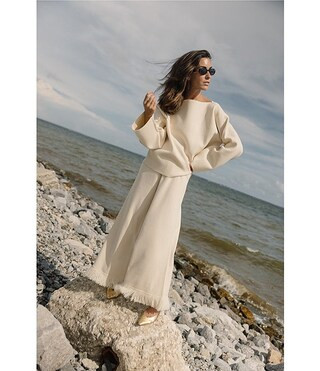 Antonio Melani x Elizabeth Damrich Sofa Wool Blend Wide Leg Fringe Pant | Dillard's | Dillard's