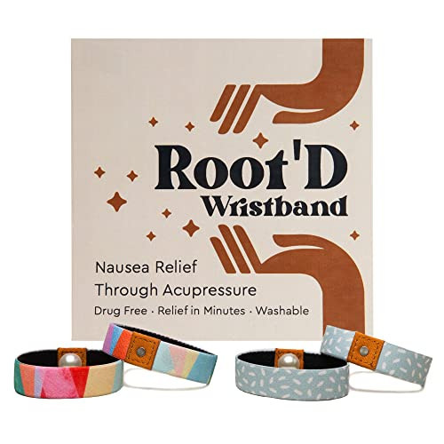 Root'd Anti Nausea Wristband | Motion Sickness Bands, Morning Sickness Relief - Sea Bands for Motion Sickness & Travel, Pregnancy Nausea Relief Band (Medium (Rainbow + Dots)) | Amazon (US)